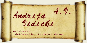 Andrija Vidicki vizit kartica